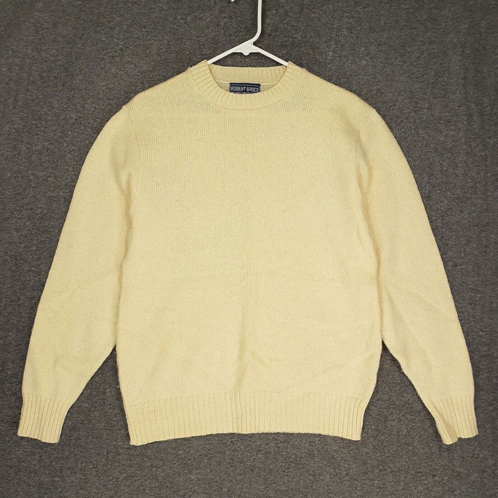 Vintage Robert Bruce‎ sweater Womens XL yellow beige long sleeve wool blend USA